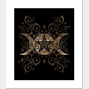 Triple Moon Goddess pentagram ornament Posters and Art